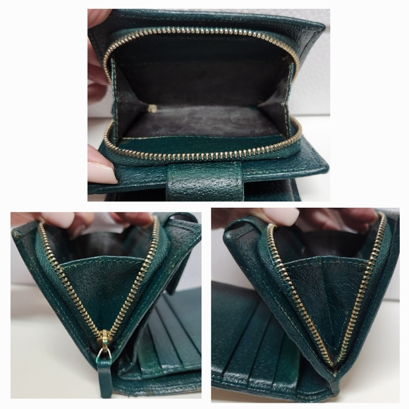 Gucci GG Canvas and Green Leather French Coin Purse Wallet - Picture 13 of 13